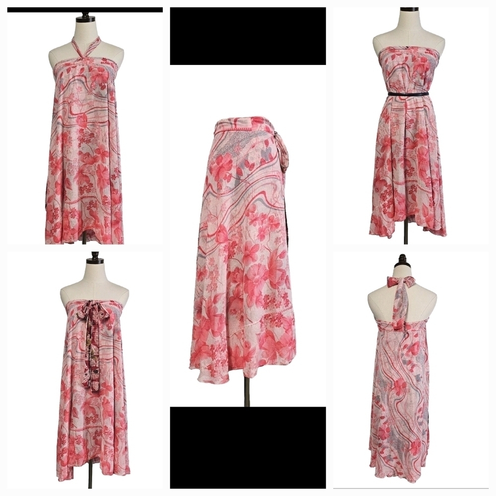 Eden Reversible Colorful Multipurpose True Wrap Bohemian Caribbean Midi Skirt OS